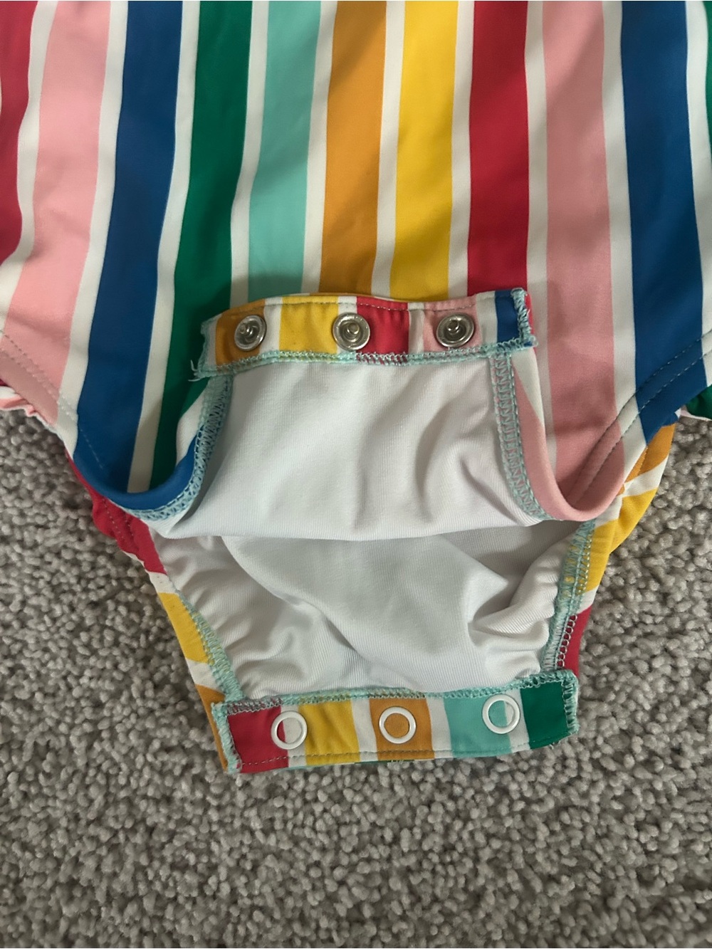 Hanna Andersson Mickey Mouse Rainbow Stripe Rash Guard One-Piece - Picture 4 of 4